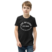 Load image into Gallery viewer, God or Guns Ring KIDS T-Shirt (White Words)