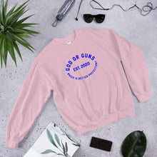 Load image into Gallery viewer, God or Guns Ring Sweatshirt (Blue Words)