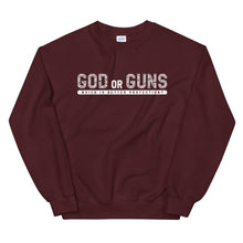 Load image into Gallery viewer, God or Guns Typography Sweatshirt (White)