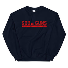 Load image into Gallery viewer, God or Guns Typography Sweatshirt (Red Words)