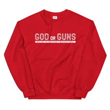 Load image into Gallery viewer, God or Guns Typography Sweatshirt (White)