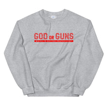 Load image into Gallery viewer, God or Guns Typography Sweatshirt (Red Words)