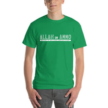Load image into Gallery viewer, Allah or Ammo Typography Short Sleeve T-shirt White Words (Big &amp; Tall)
