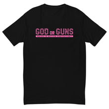 Load image into Gallery viewer, God or Guns Typography Short Sleeve T-shirt (Pink)
