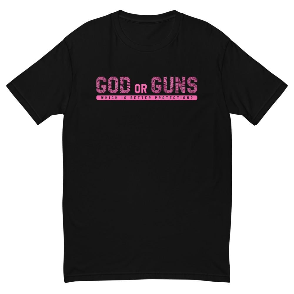 God or Guns Typography Short Sleeve T-shirt (Pink)