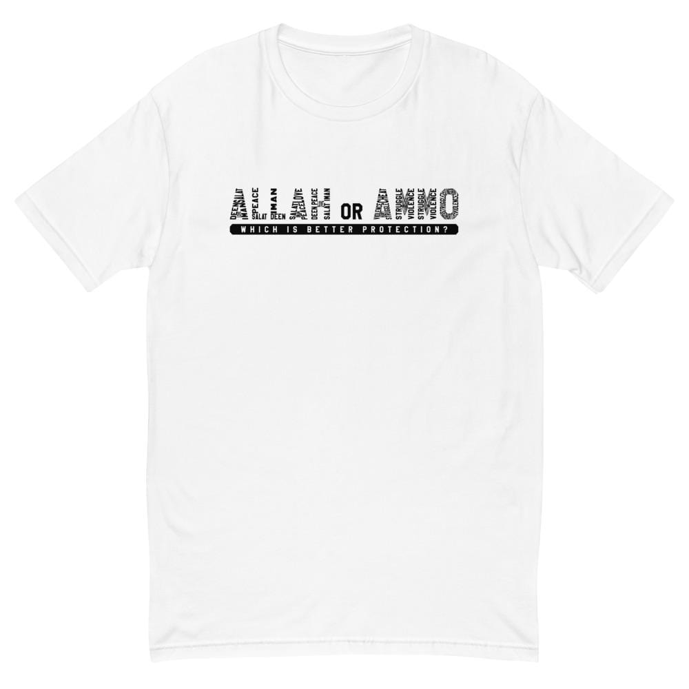 Allah or Ammo Short Sleeve T-shirt (Black Words) - God or Guns