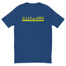 Load image into Gallery viewer, Allah or Ammo Typography Short Sleeve T-shirt (Yellow)
