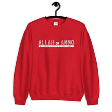 Load image into Gallery viewer, Allah or Ammo Typography Sweatshirt (White Words)
