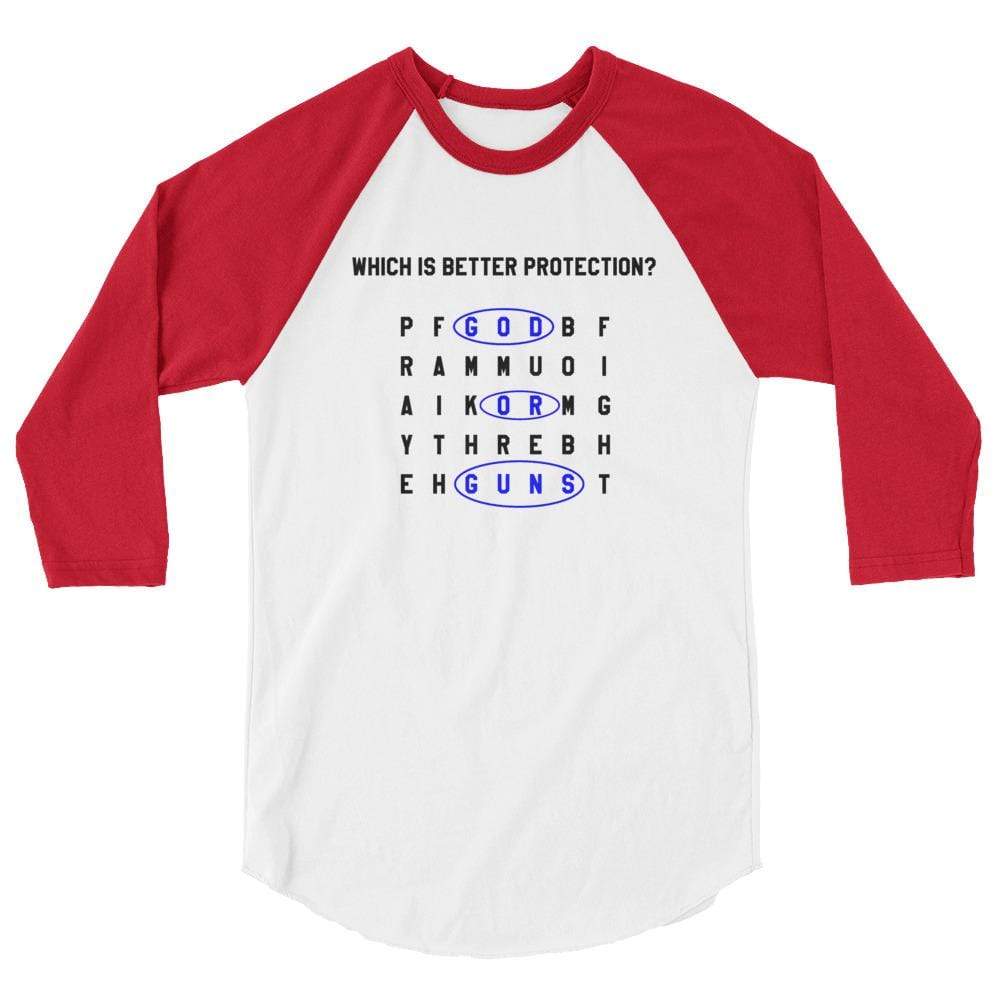 God or Guns Word Search 3/4 sleeve raglan shirt - God or Guns