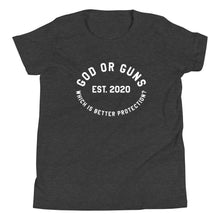 Load image into Gallery viewer, God or Guns Ring KIDS T-Shirt (White Words)
