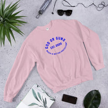 Load image into Gallery viewer, God or Guns Ring Sweatshirt (Blue Words)
