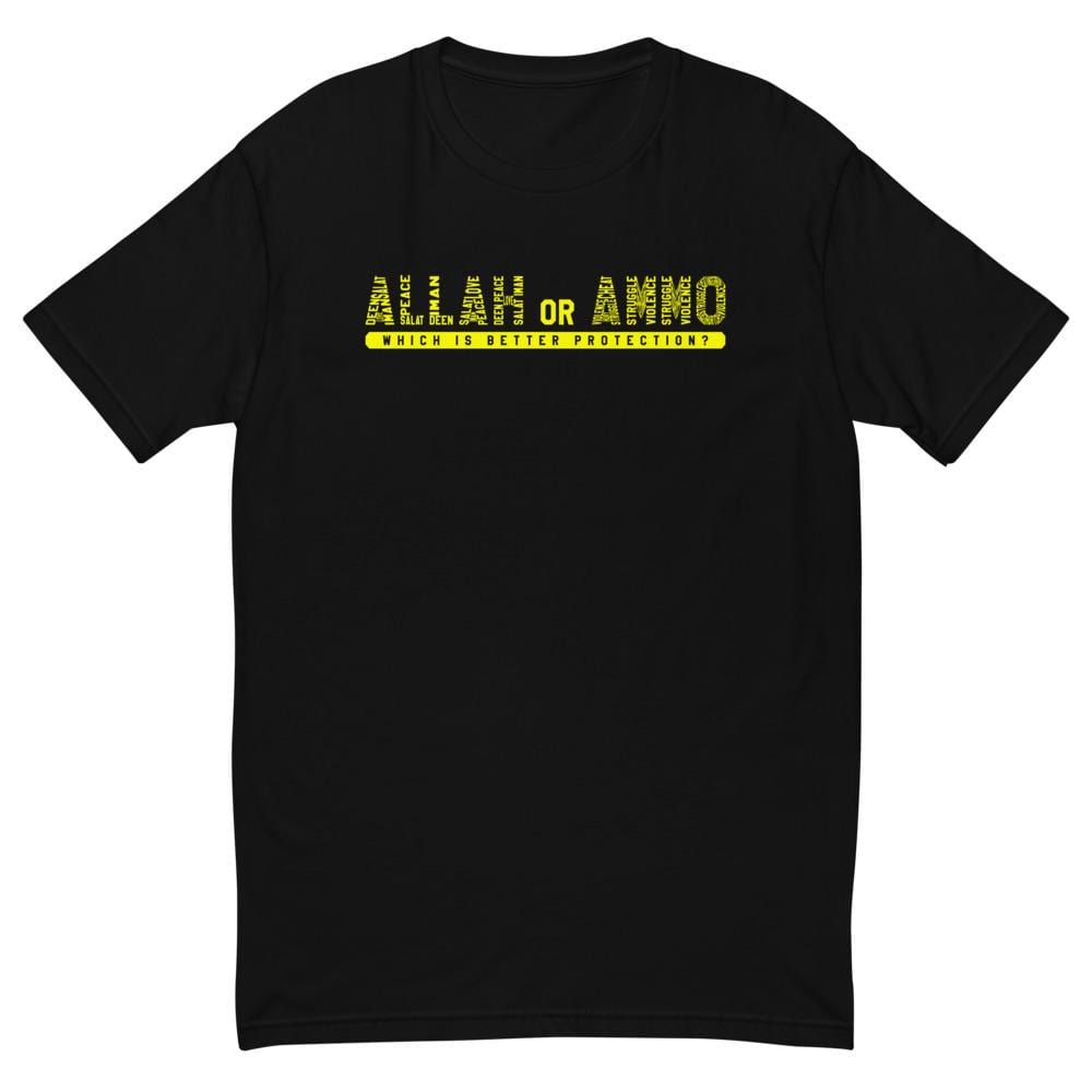 Allah or Ammo Typography Short Sleeve T-shirt (Yellow)
