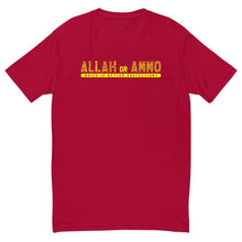 Load image into Gallery viewer, Allah or Ammo Typography Short Sleeve T-shirt (Yellow)
