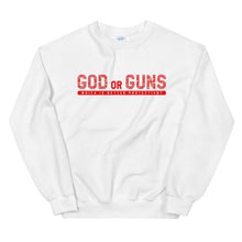 Load image into Gallery viewer, God or Guns Typography Sweatshirt (Red Words)
